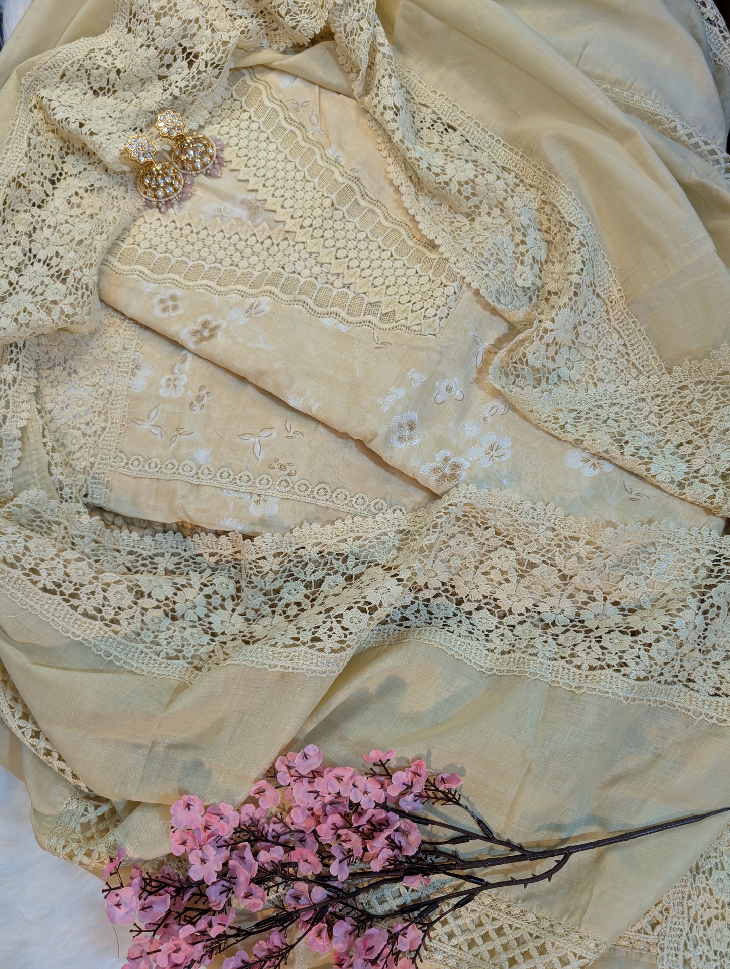 Elegant Cutwork Suit Set with Heavy Cutwork Dupatta