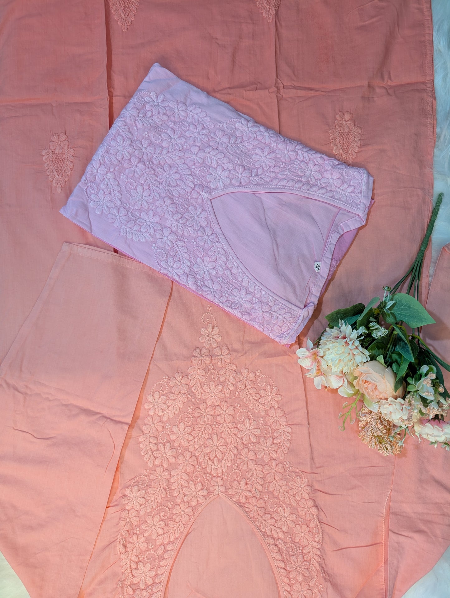 Gulnaar Ombre Chikankari Kurti – Coral Hues, Crafted Grace