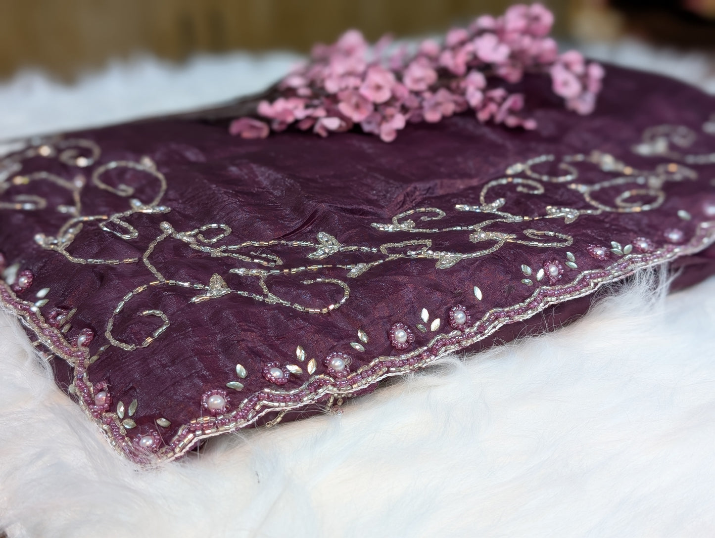 Elegant Soft Organza Saree with Hand Embroidery