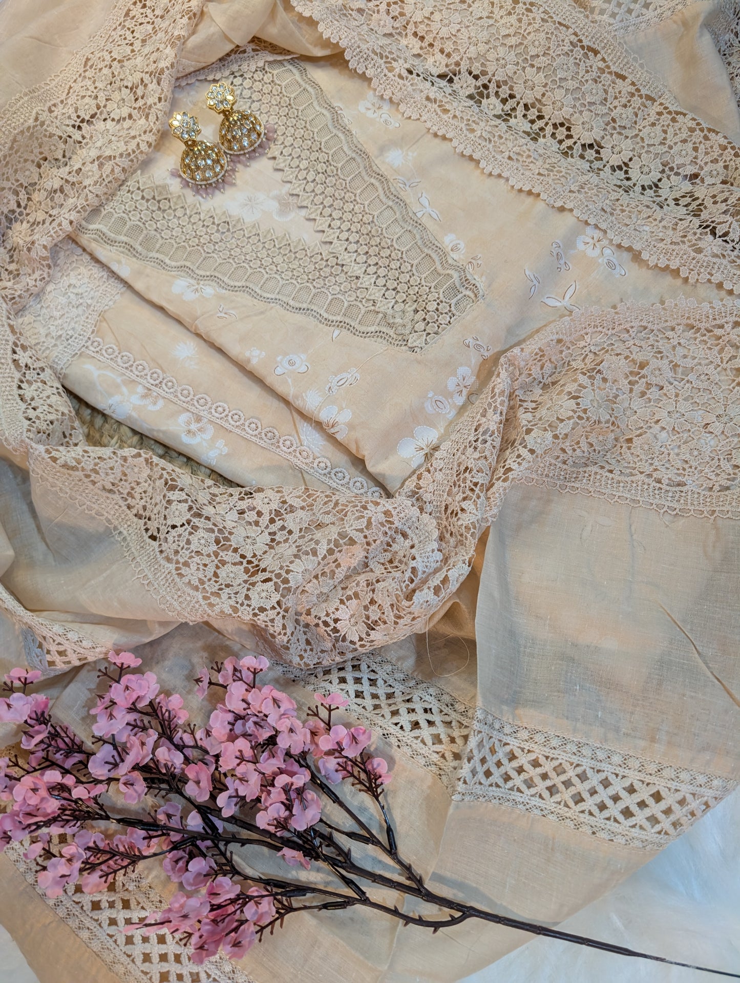 Elegant Cutwork Suit Set with Heavy Cutwork Dupatta