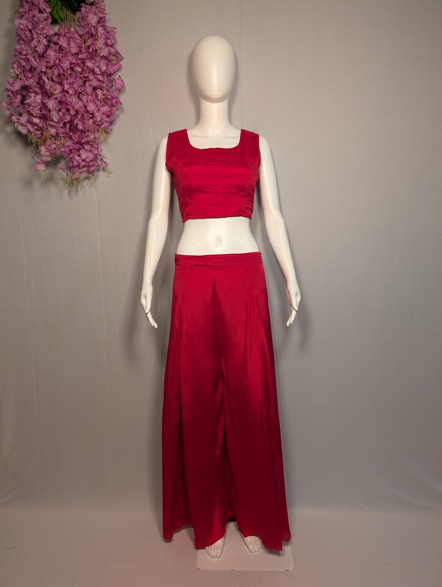 Pure Chinon Handwork Three-Piece Kaftan Set – Red Elegance | Zari Zen