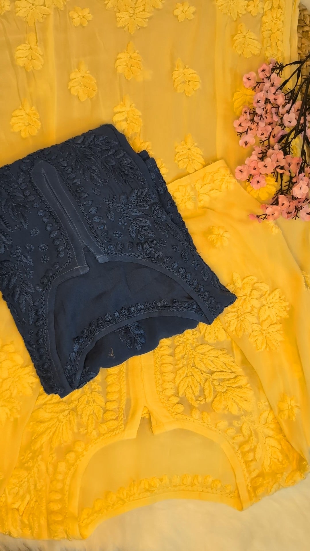 Aabha Georgette Chikankari Kurti – Sunshine in Soft Threads