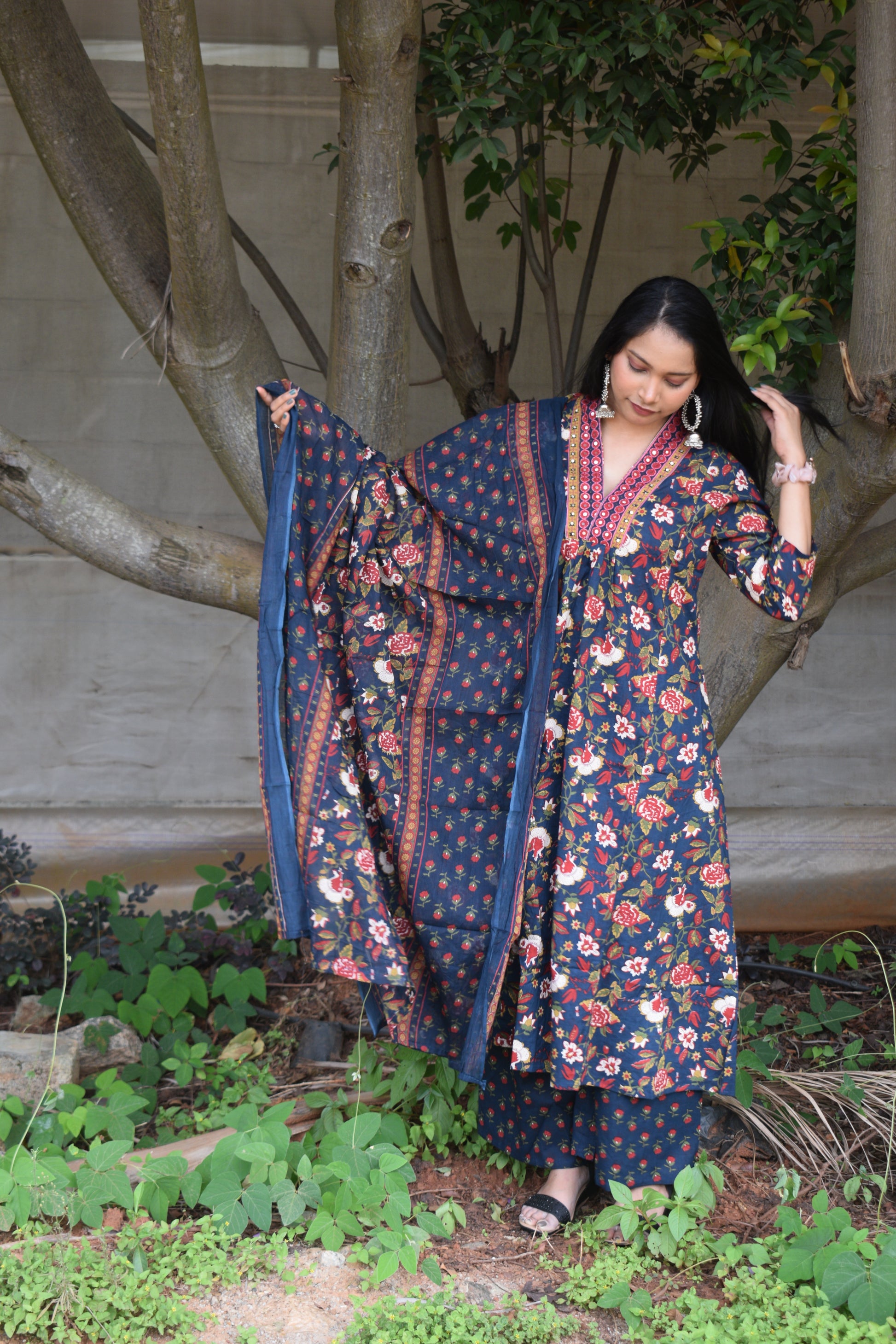 Cotton Suit Set with Ajrakh-Inspired Print