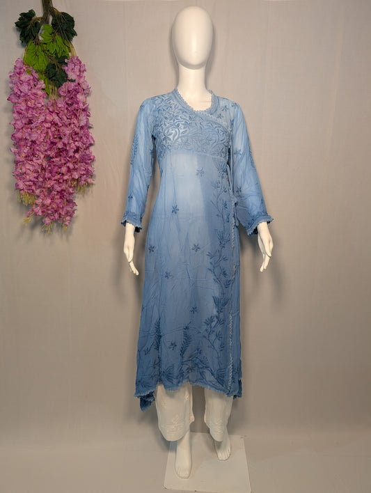 Noor Angrakha Kurti – Chikankari Charm with a Twist