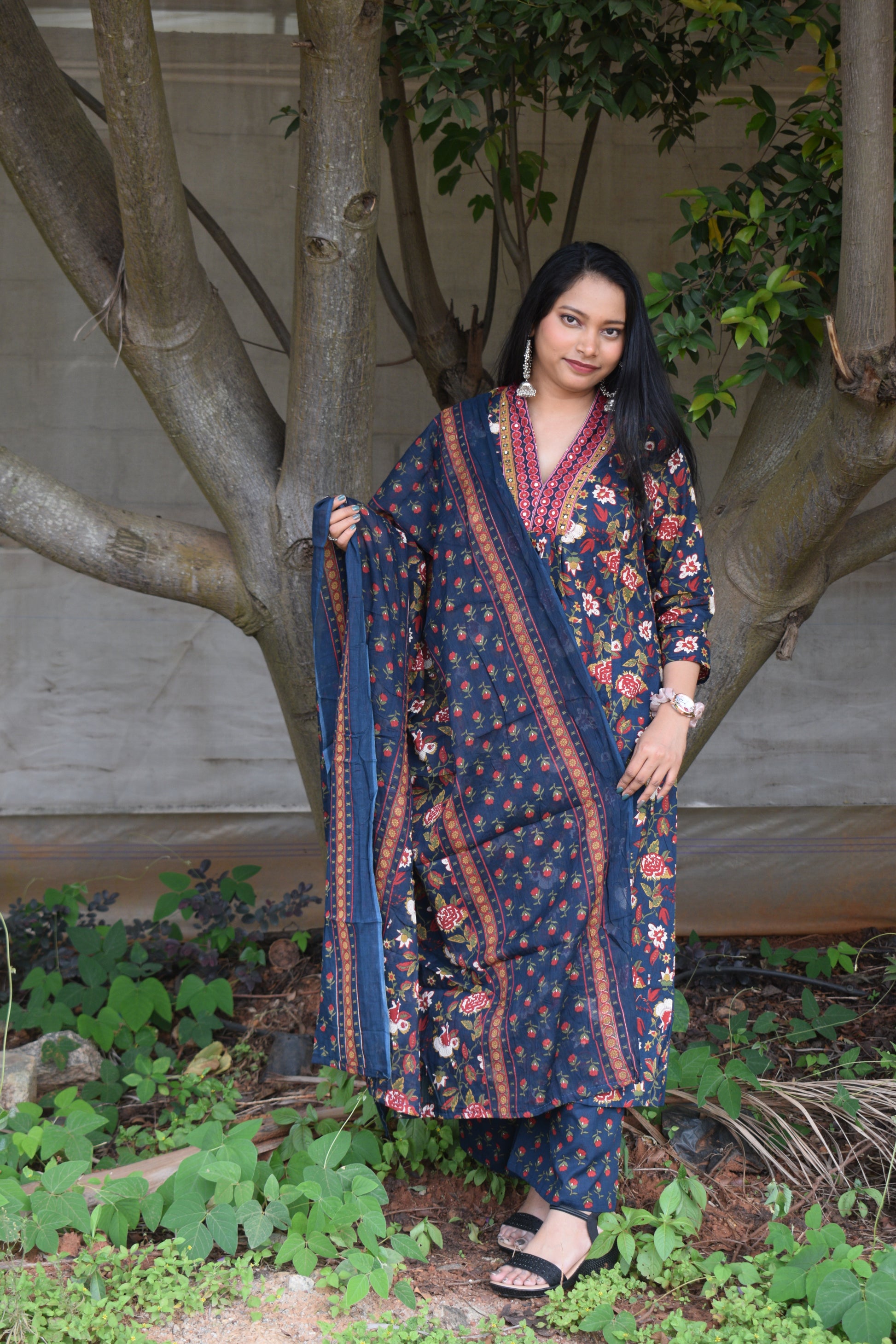 Cotton Suit Set with Ajrakh-Inspired Print