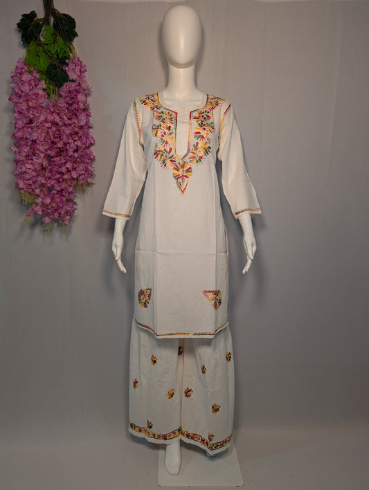Phoolkari Chikankari Kurti – Threads That Bloom Handwork kurti in cotton from lucknow