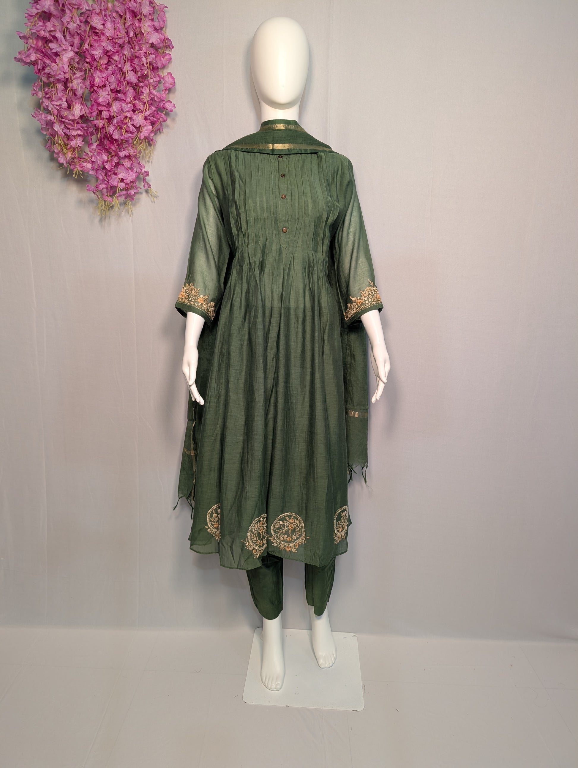 Pure Mul Chanderi Handwork Suit Set – Kolkata Thread Embroidery