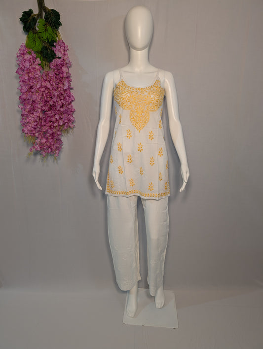 Mehek Noodle Strap Chikankari Kurti – Haldi Bloom