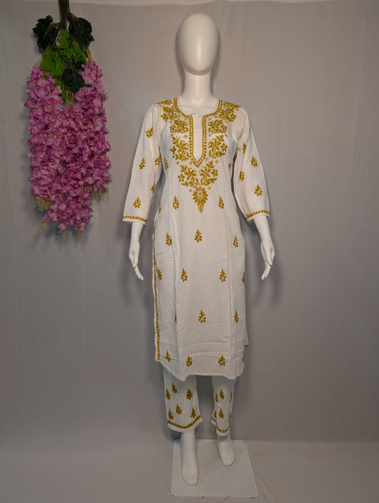 Saanjh Chikankari Kurti Set – Sunshine in Every Thread Pure handwork from lucknow artisans