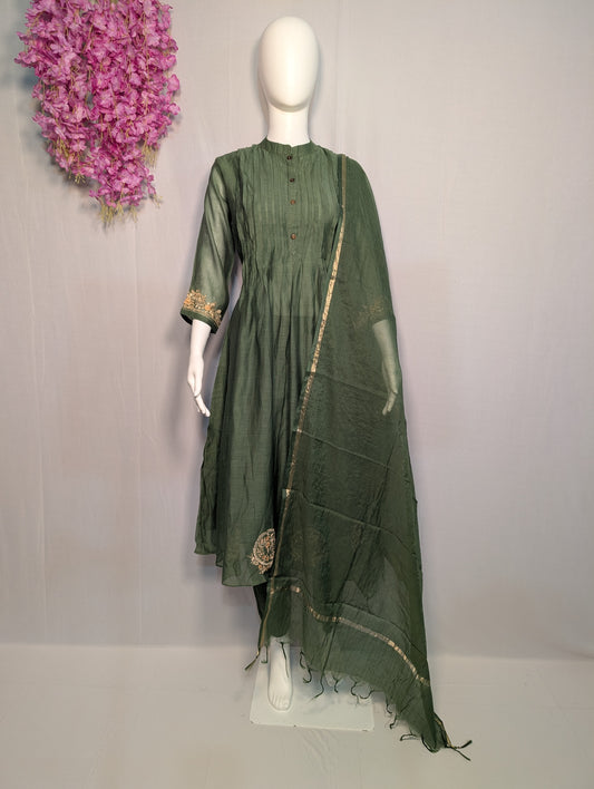 Pure Mul Chanderi Handwork Suit Set – Kolkata Thread Embroidery