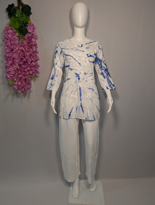 Indira Tie-Dye Chikankari Kurti – Modern Prints, Traditional Threads