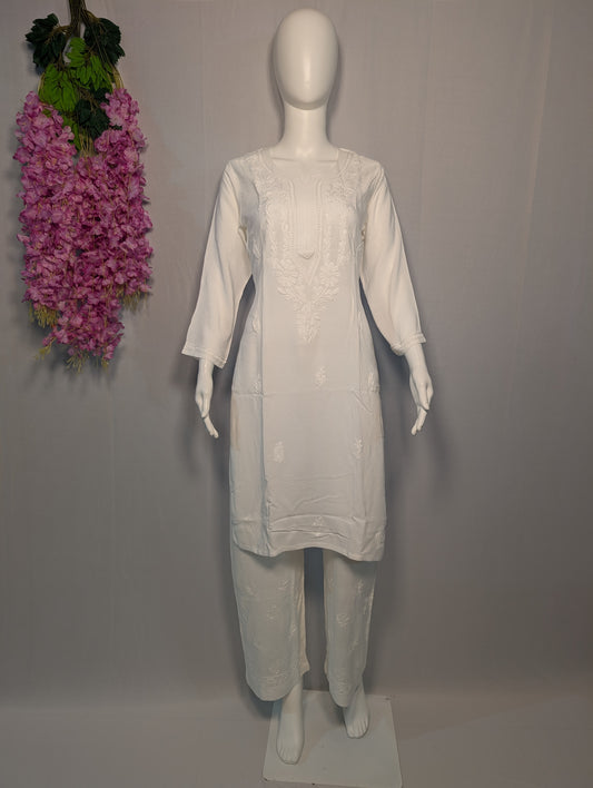 Sitara Rayon Chikankari Kurti – Pure White, Pure Grace