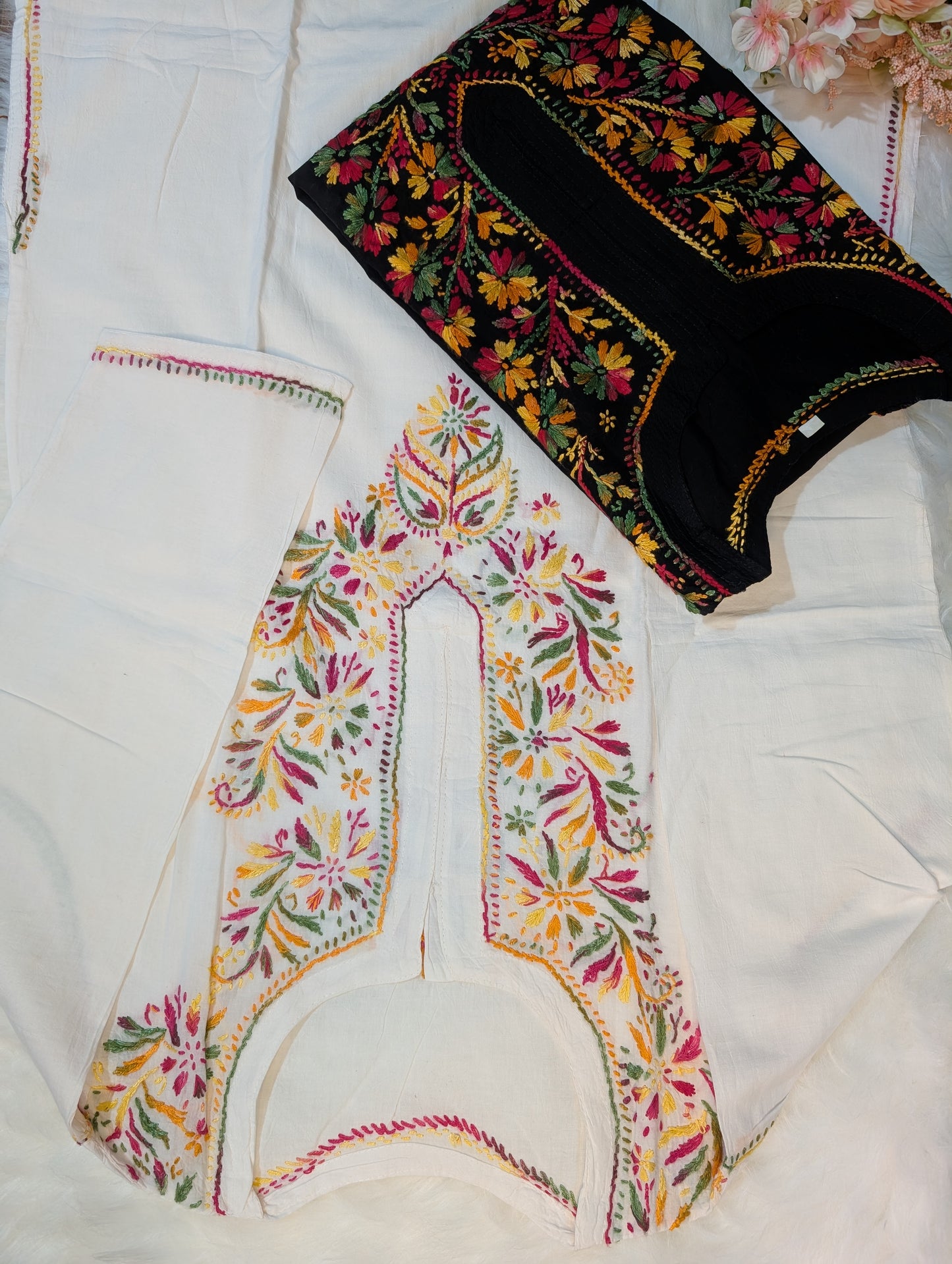 Phoolkari Chikankari Kurti – Threads That Bloom Handwork kurti in cotton from lucknow