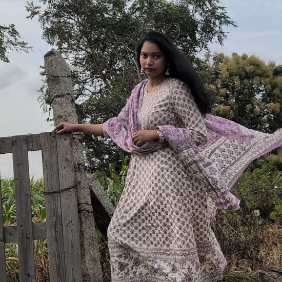Soft Cotton Printed Suit Set with Dupatta by Zari Zen Studio 