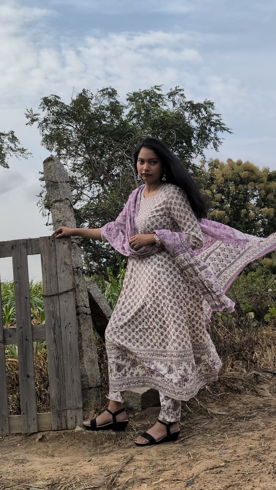 Soft Cotton Printed Suit Set with Dupatta by Zari Zen Studio 