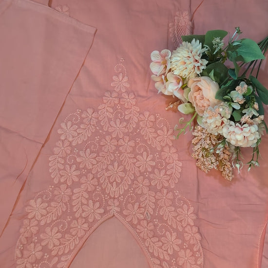 Gulnaar Ombre Chikankari Kurti – Coral Hues, Crafted Grace