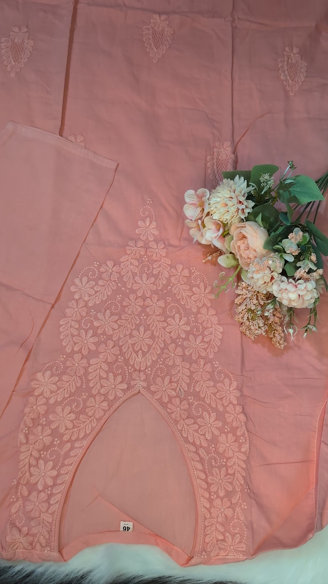 Gulnaar Ombre Chikankari Kurti – Coral Hues, Crafted Grace