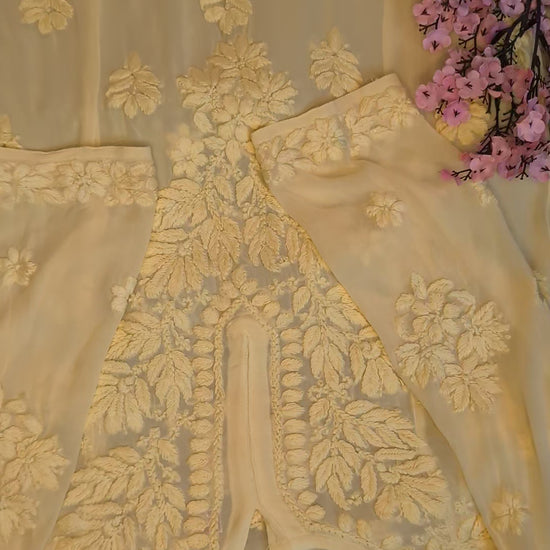 Georgette Chikankari Kurti – Sunshine in Soft Threads lucknowi