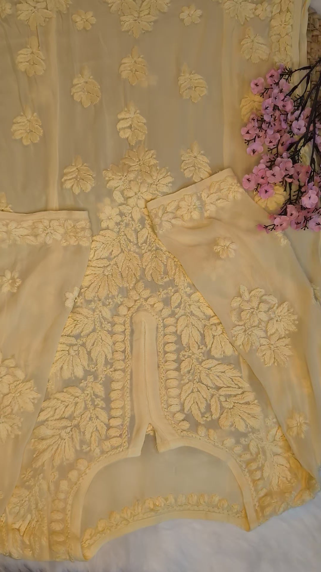 Georgette Chikankari Kurti – Sunshine in Soft Threads lucknowi