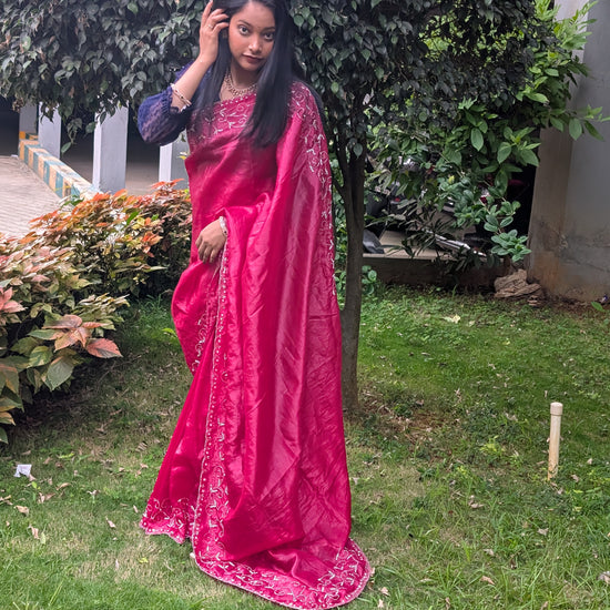 Elegant Soft Organza Saree with Hand Embroidery