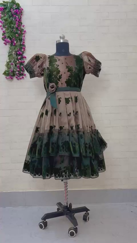Ziva Ethnic Frock – Organza Elegance with Velvet Charm
