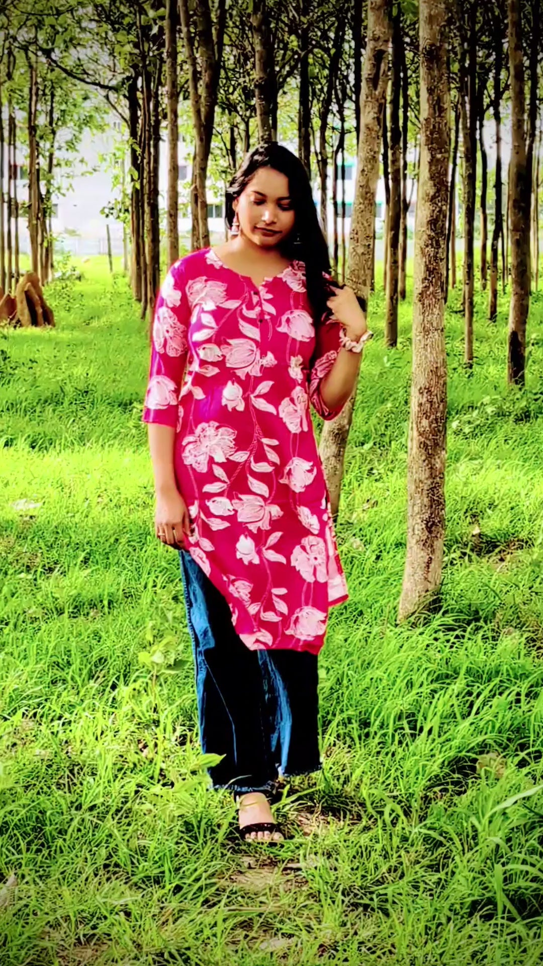 Floral Cotton Kurti daily wear office wear brunch wear by Zari Zen