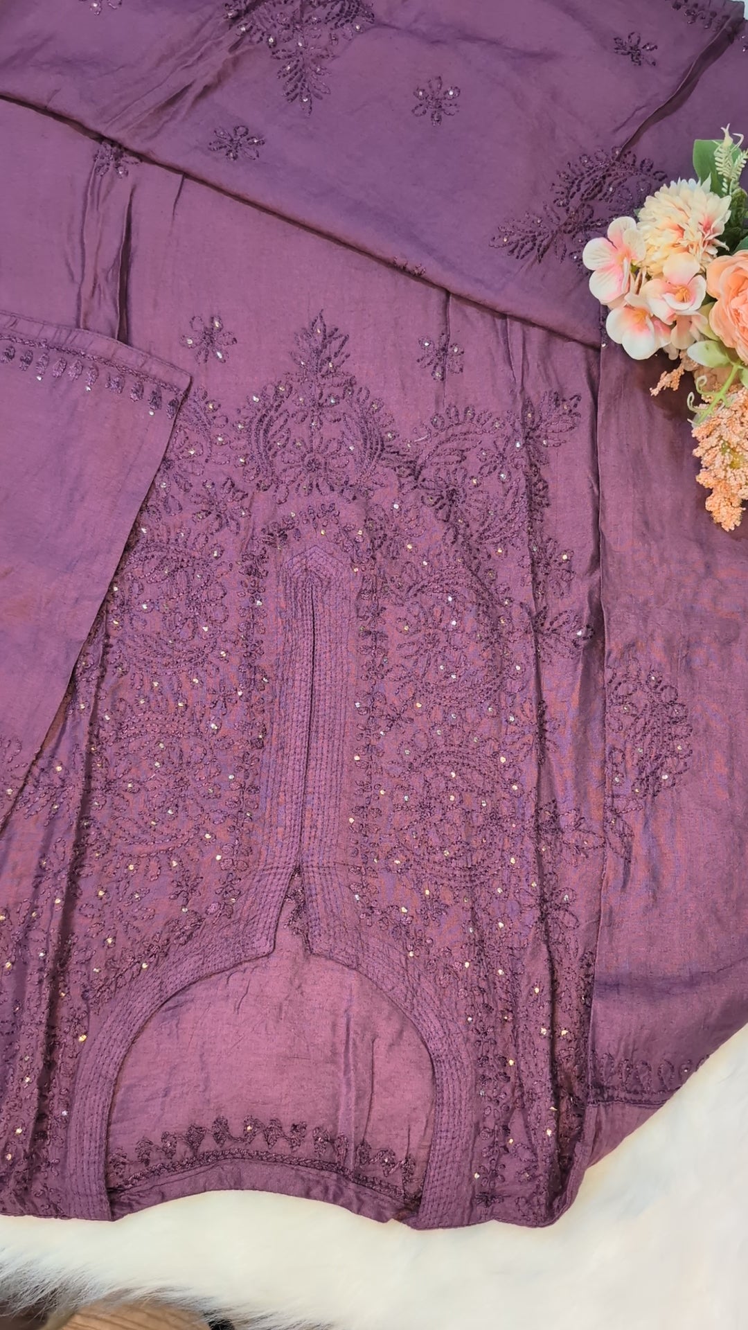 Chanderi Chikankari Kurti 